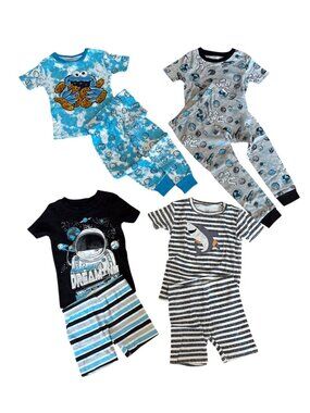Toddler Pajama Lot Bundle of 4 Size 3T Sesame Street Space Shark Shorts Long Pan